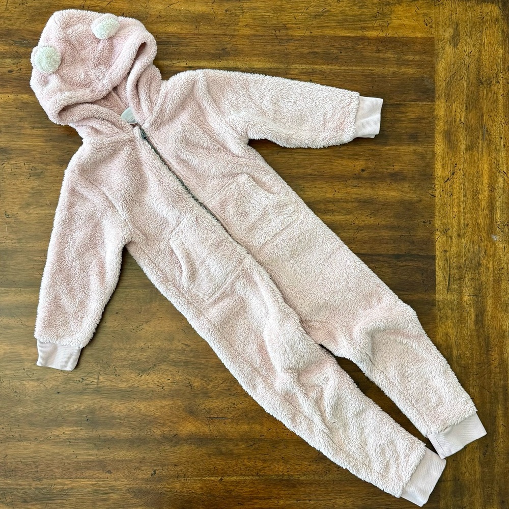 Hanna Andersson Marshmallow Fleece Character Playsuit Size S 4-5 VGUC